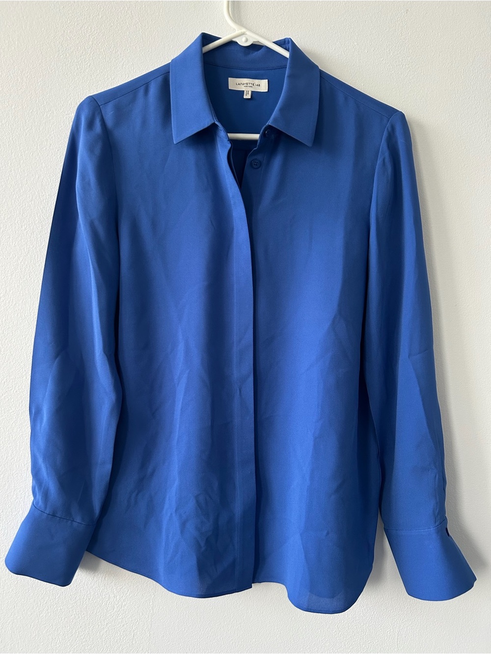 Lafayette 148 New York Cobalt Blue Button-Front Blouse NWOT
